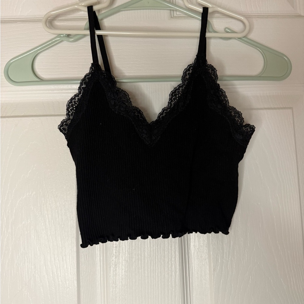 Elegant Black Lace Trim Camisole